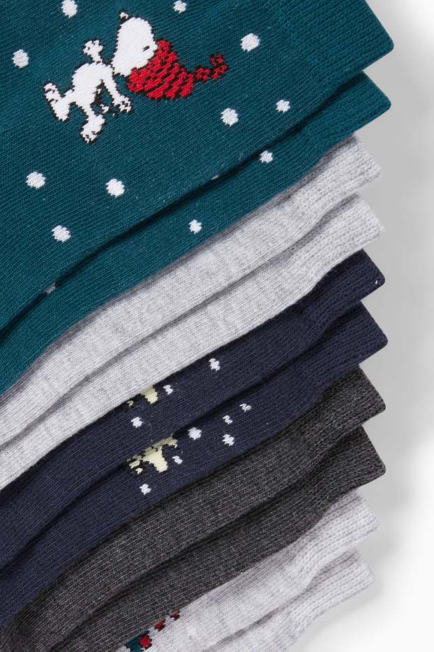 Women - Multipack of 5 - Christmas socks with motif - Peanuts - dark green