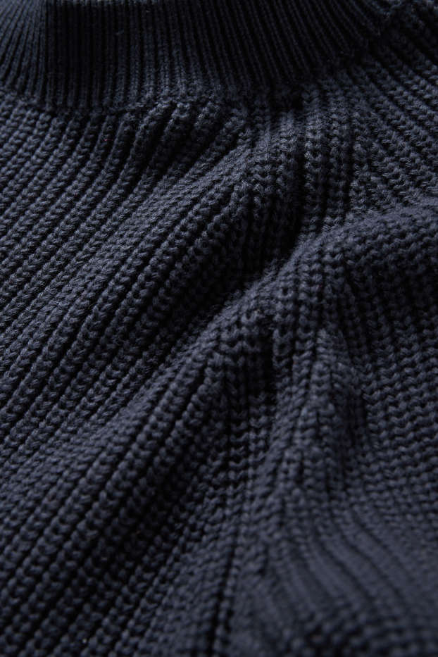 Femmes - Pull - finition côtelée - bleu foncé