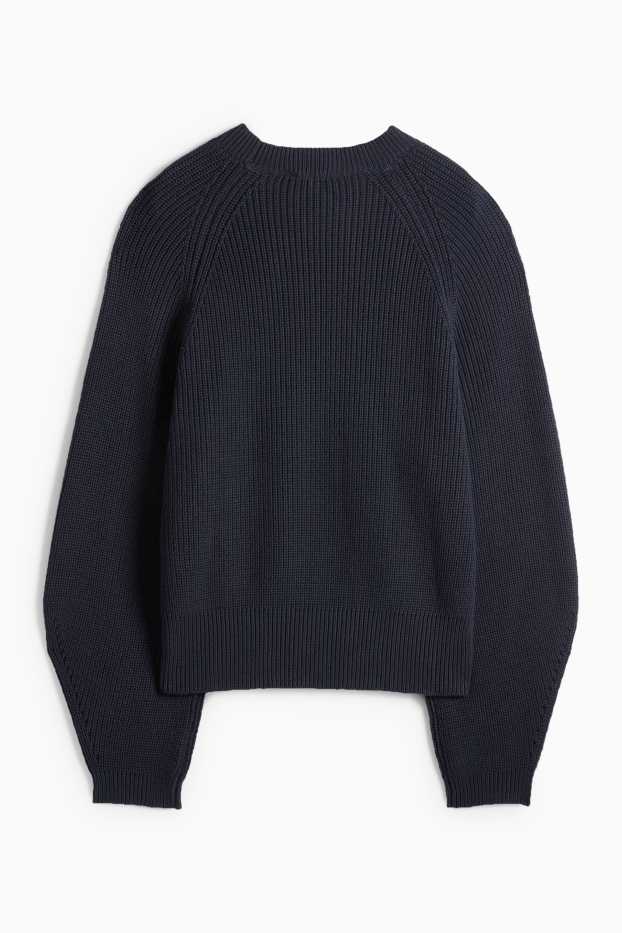 Femmes - Pull - finition côtelée - bleu foncé