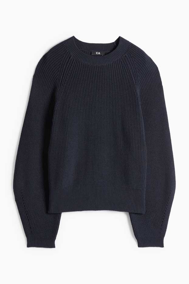 Femmes - Pull - finition côtelée - bleu foncé