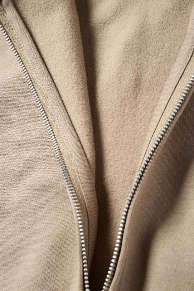 Heren - Sweatvest met capuchon - taupe