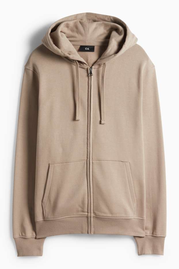 Heren - Sweatvest met capuchon - taupe