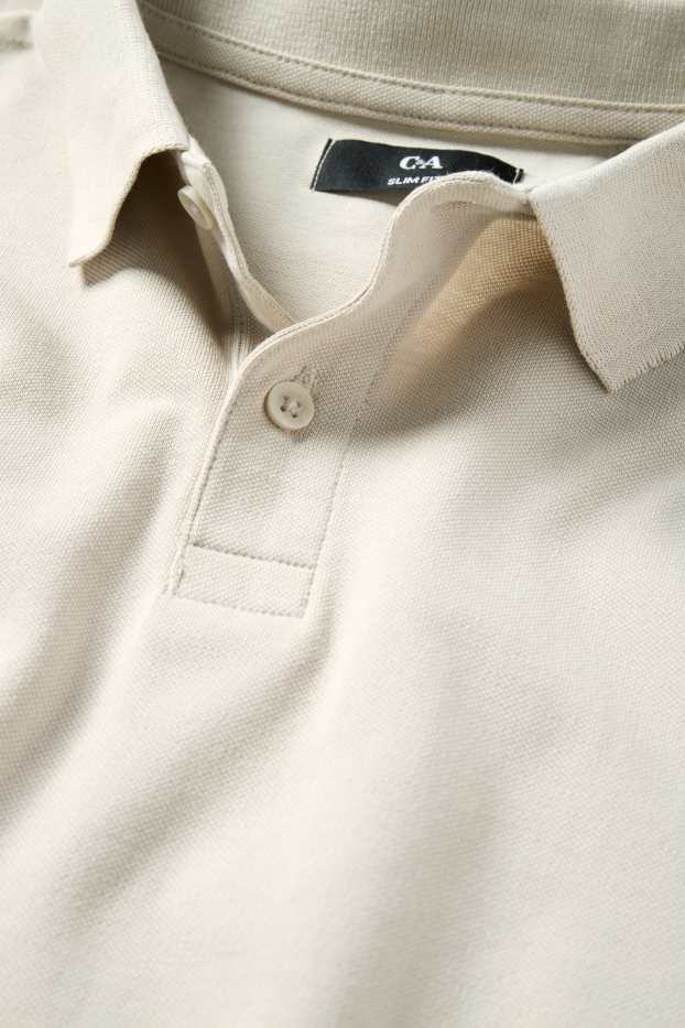 Pánské - Polokošile - slim fit - světle béžová