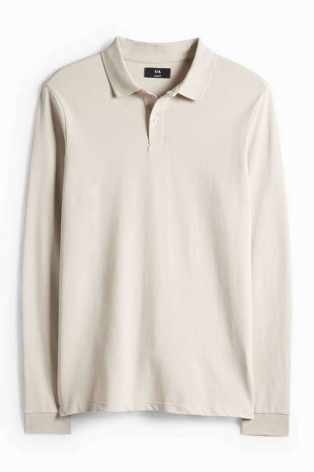 Pánské - Polokošile - slim fit - světle béžová