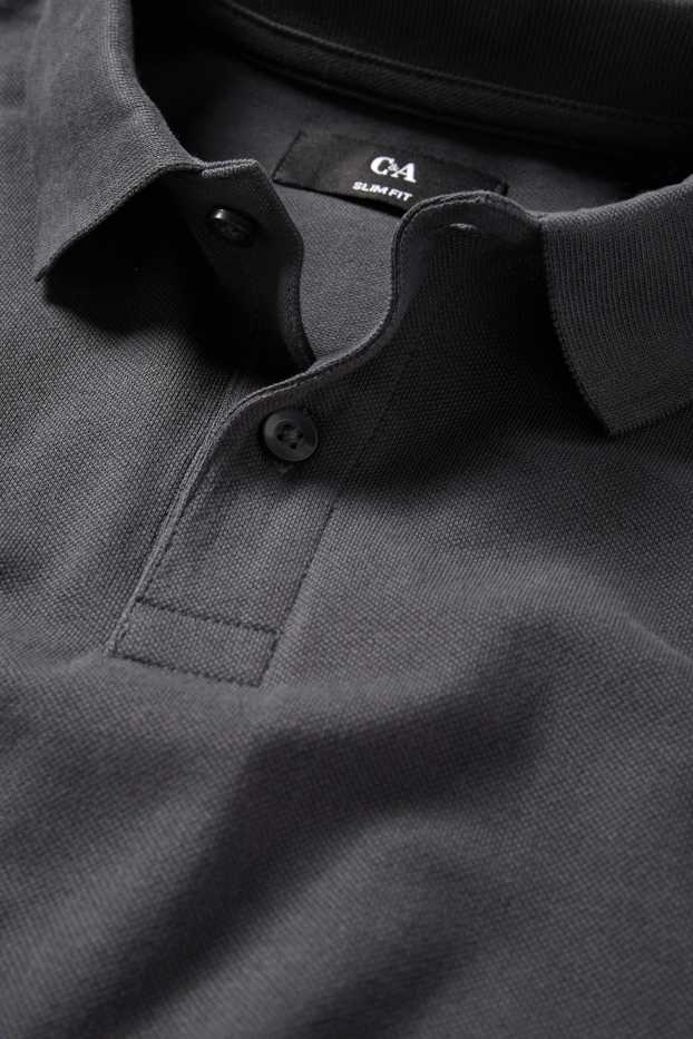 Men - Polo shirt - slim fit - dark gray