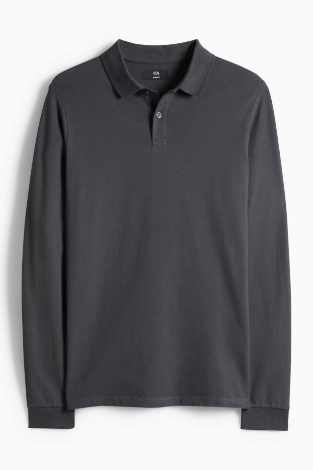 Men - Polo shirt - slim fit - dark gray