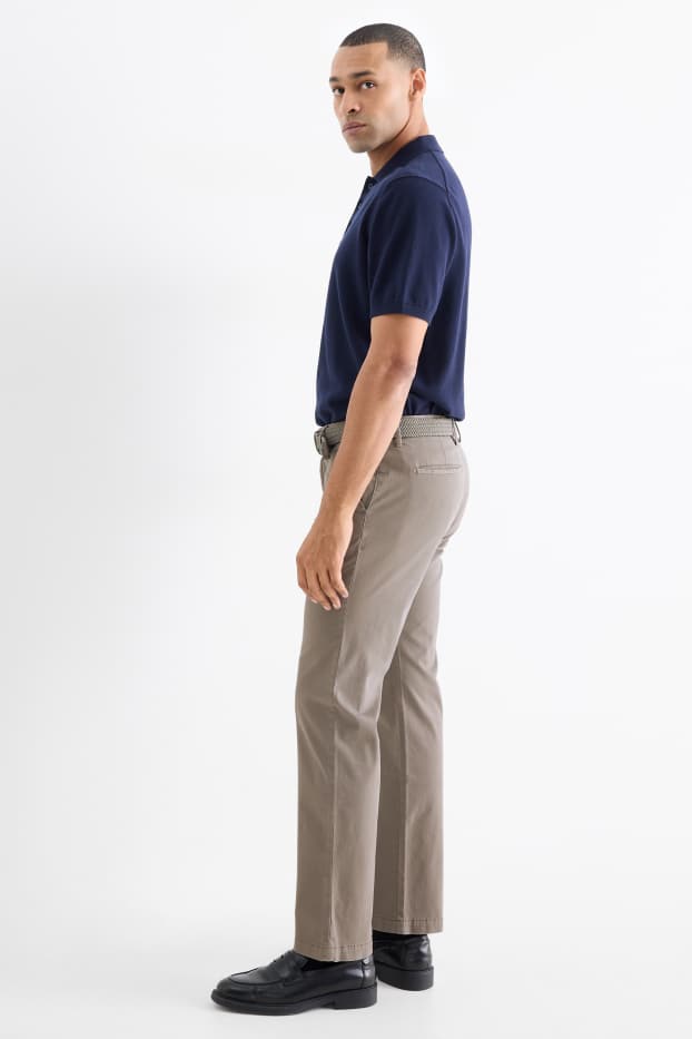 Bărbați - Chino cu curea - regular fit - gri