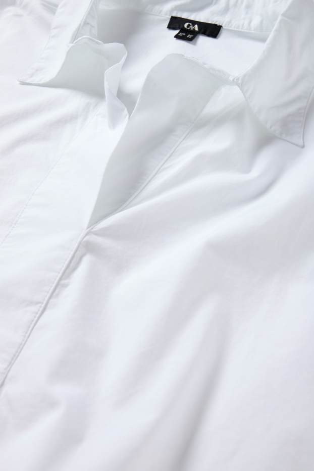 Dámské - Halenka s výstřihem ve tvaru V - bílá