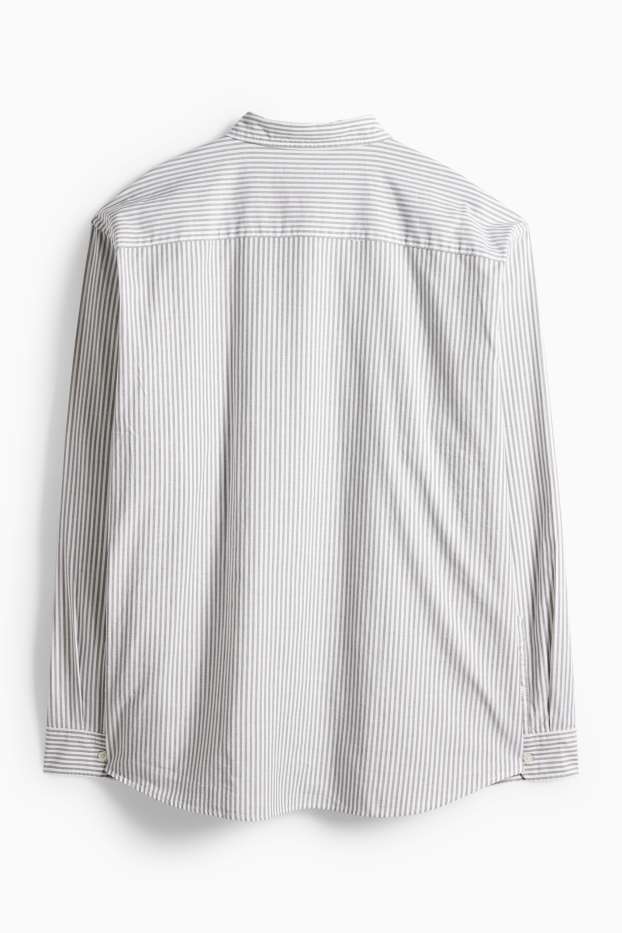 Heren - Overhemd - regular fit - button down - gestreept - groen / crème wit