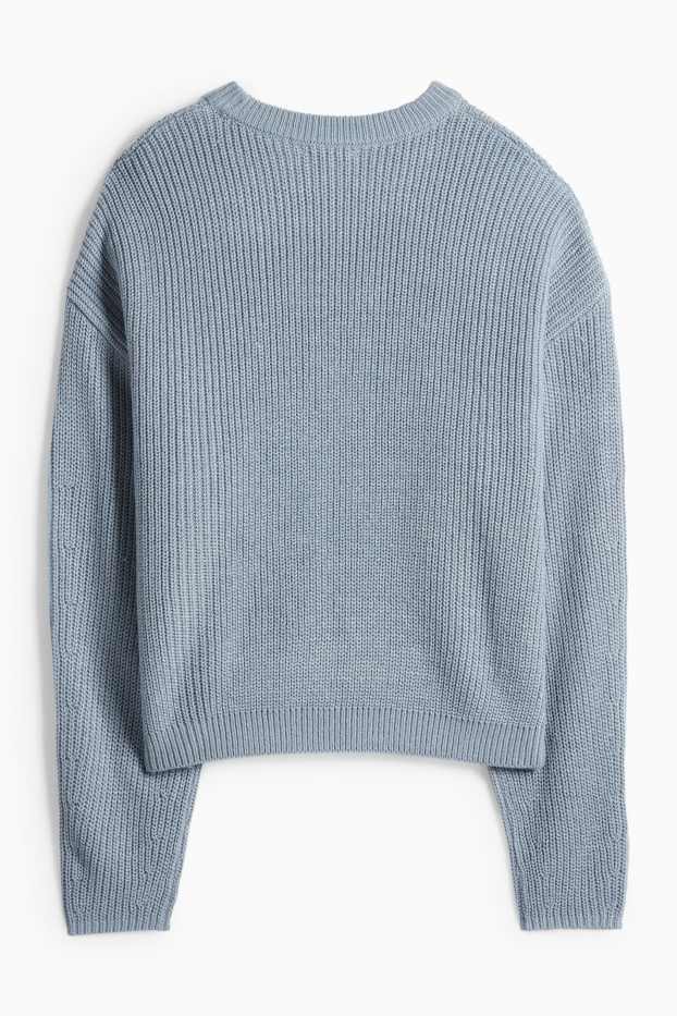 Dámské - Svetr - žebrovaný - modrá