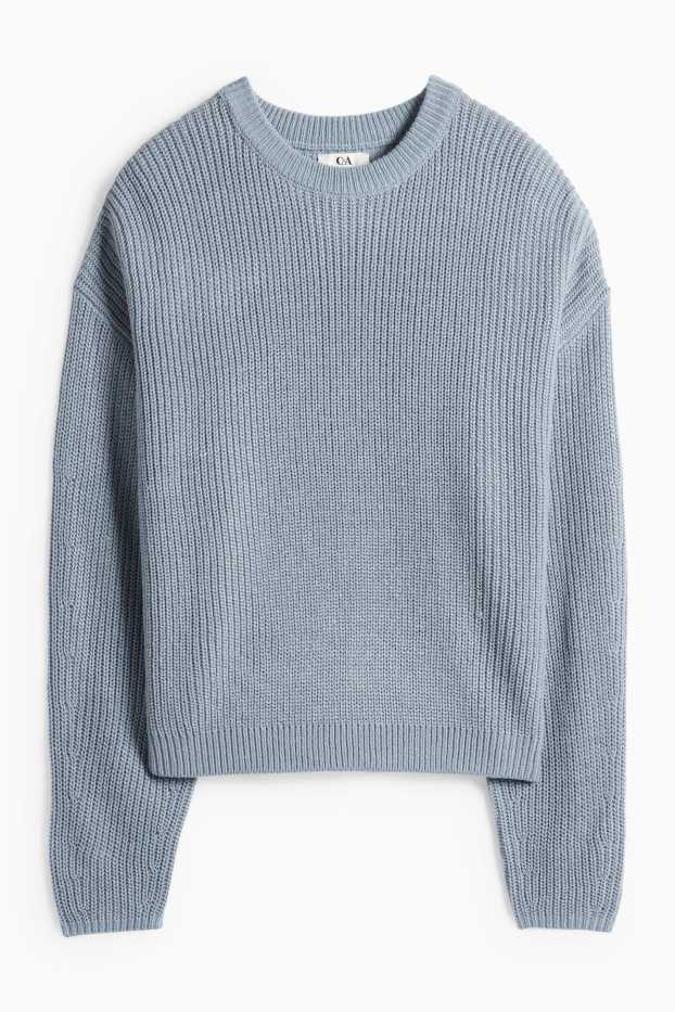 Dámské - Svetr - žebrovaný - modrá