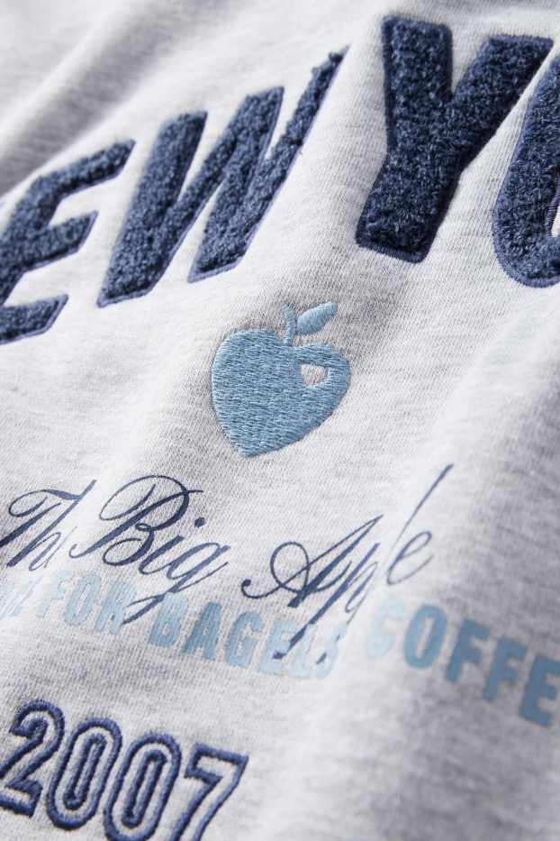 Dámské - Mikina - New York - světle šedá-žíhaná