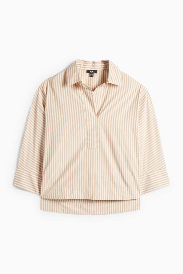 Dámské - Halenka s výstřihem ve tvaru V - béžová