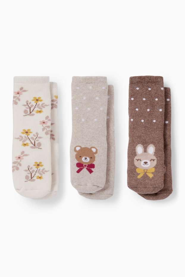 Miminka - dívky - Ponožky pro miminka - béžová-žíhaná