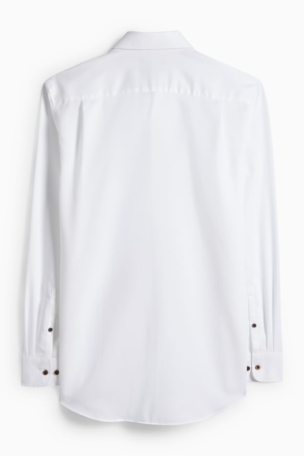 Herren - Businesshemd - Regular Fit - Kent - bügelfrei - strukturiert - weiß