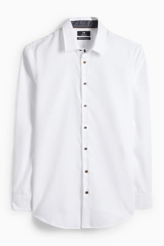 Herren - Businesshemd - Regular Fit - Kent - bügelfrei - strukturiert - weiß