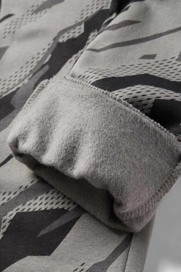 Děti - chlapci - Teplákové kalhoty - se vzorem - šedá/černá