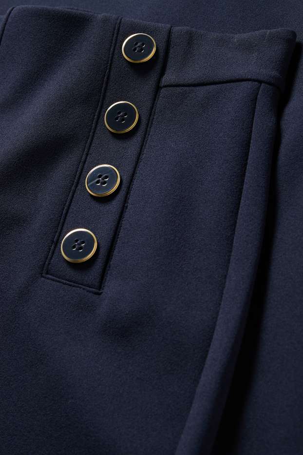 Femei - Pantaloni din jerseu - talie medie - wide leg - albastru închis