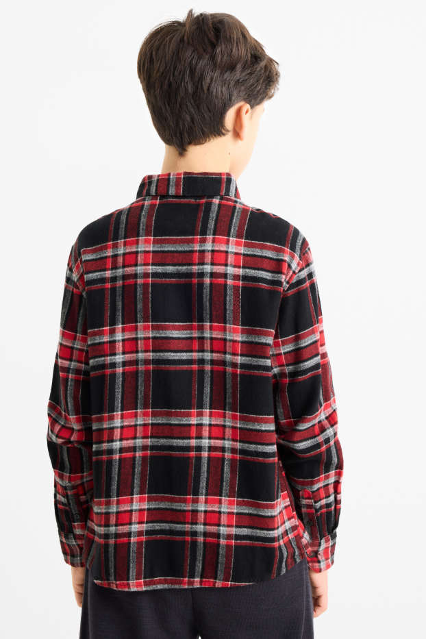 Enfants garçons - Chemise en flanelle - à carreaux - rouge / noir