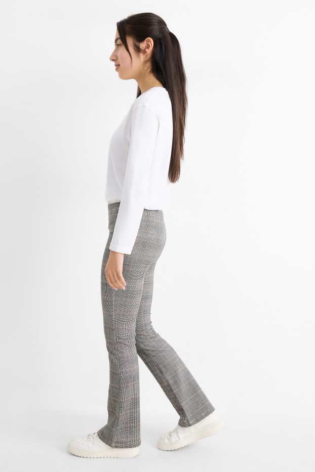 Dzieci dziewczynki - Wielopak, 2 szt. - ciepłe legginsy z rozszerzanymi nogawkami - szary / czarny