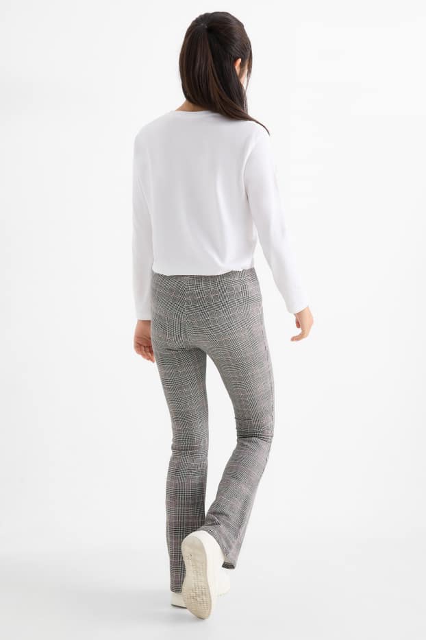 Dzieci dziewczynki - Wielopak, 2 szt. - ciepłe legginsy z rozszerzanymi nogawkami - szary / czarny