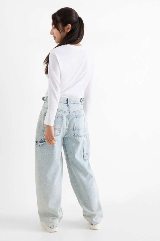 Kinder Mädchen - Balloon Jeans - helljeansblau