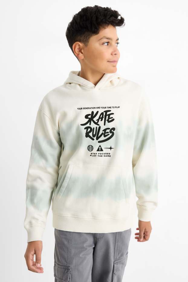 Enfants garçons - Skateur - sweat à capuche - à motif - blanc crème