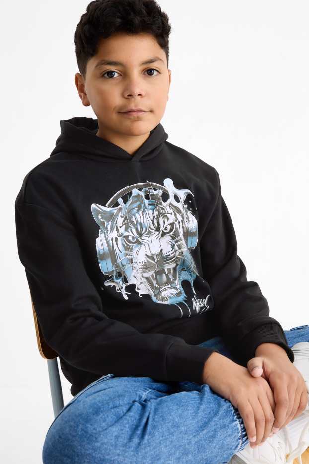 Enfants garçons - Tigre - sweat à capuche - noir