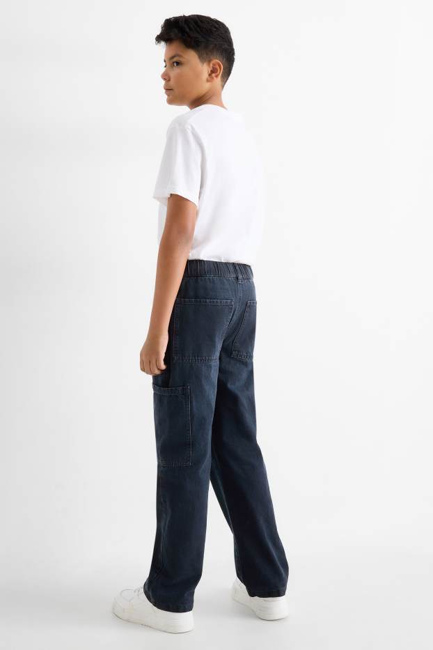 Kinder Jungen - Cargo Jeans - Thermojeans - dunkeljeansblau