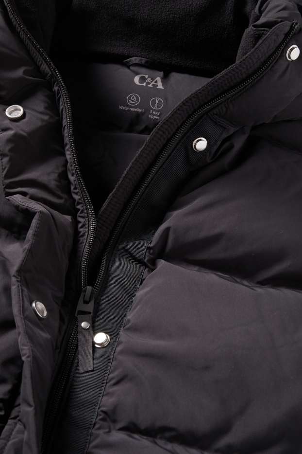 Women - Quilted gilet with hood - water-repellent - black