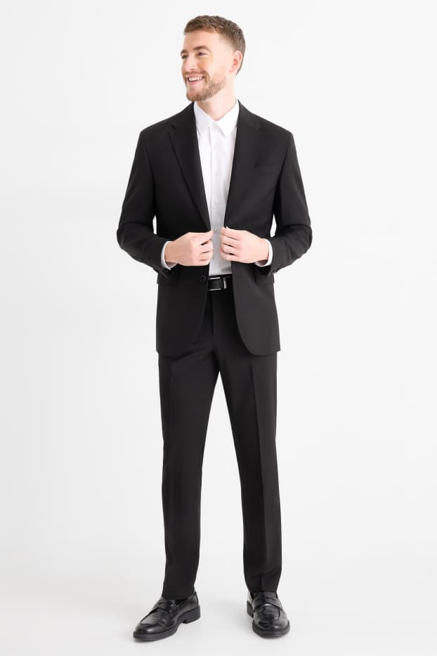 Bărbați - Pantaloni modulari - regular fit - Flex - amestec de lână - LYCRA® - negru