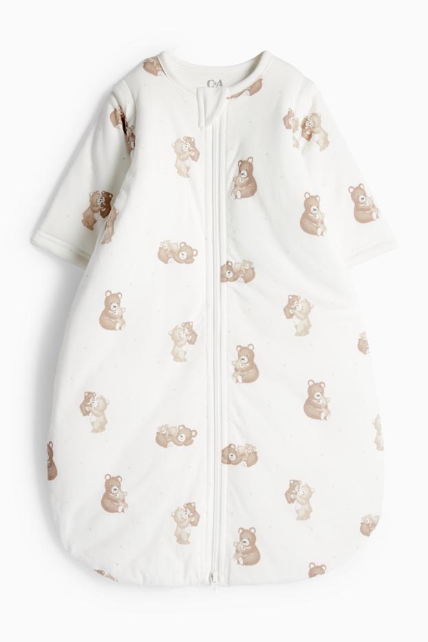 Unisex - Beertje - babyslaapzak - 0 tot 6 maanden - wit / beige