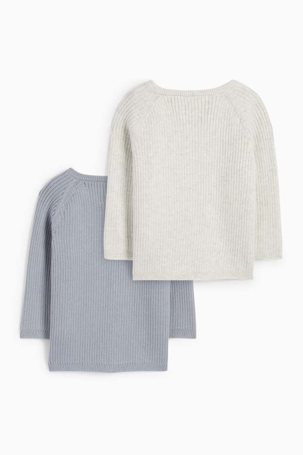 Baby Jungen - Multipack 2er - Baby-Pullover - gerippt - grau