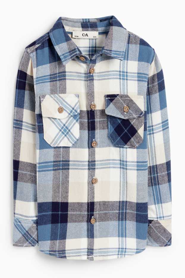 Kinder Jungen - Flanellhemd - kariert - blau