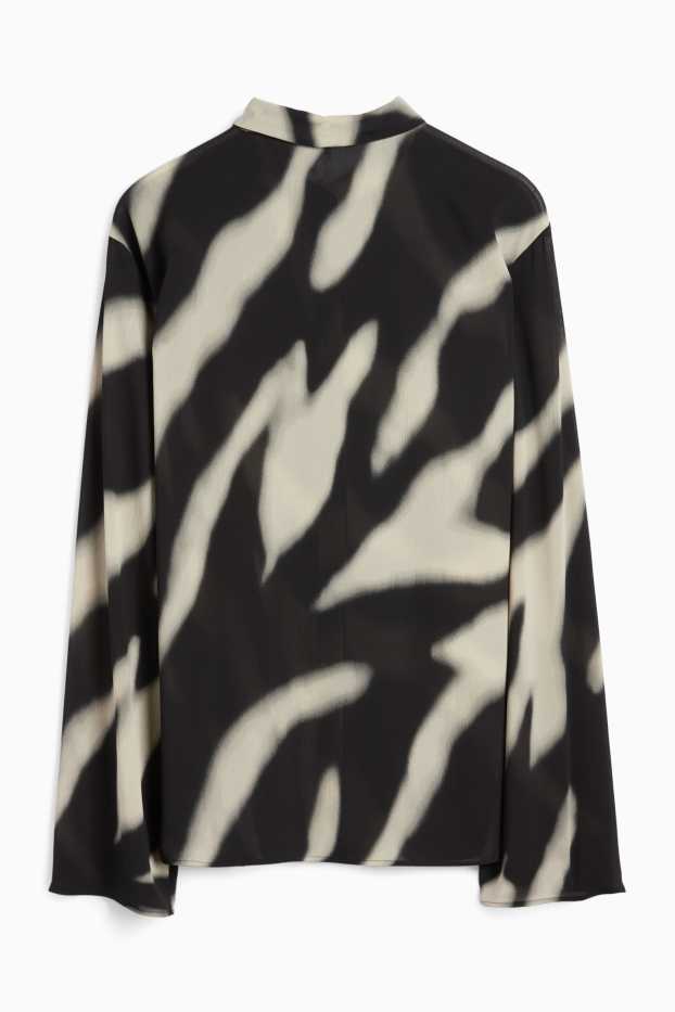 Mujer - Blusa de chifón - estampada - negro / beis