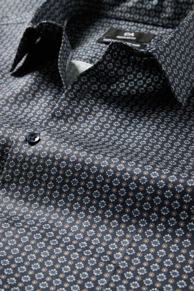 Men - Business shirt - regular fit - kent collar - easy-iron - patterned - dark blue