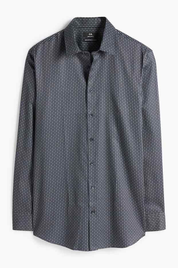 Men - Business shirt - regular fit - kent collar - easy-iron - patterned - dark blue