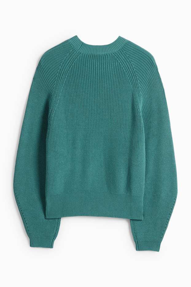 Femmes - Pull - finition côtelée - vert