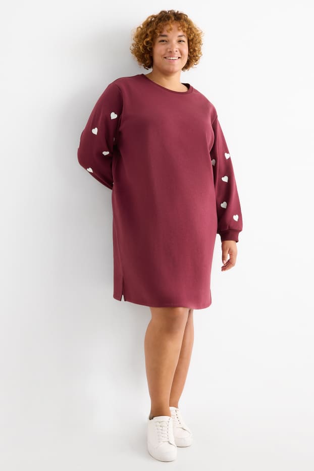Damen - Sweatkleid - Straight Fit - bordeaux