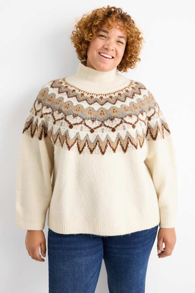 Femmes - Pull - à motif - blanc crème