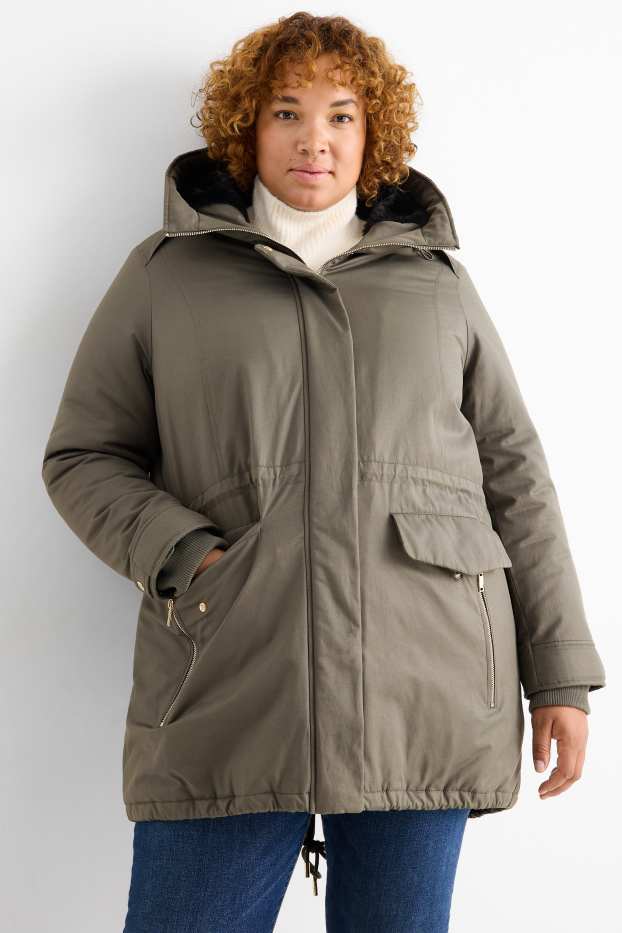 Mujer - Parka con capucha - invierno - verde oscuro