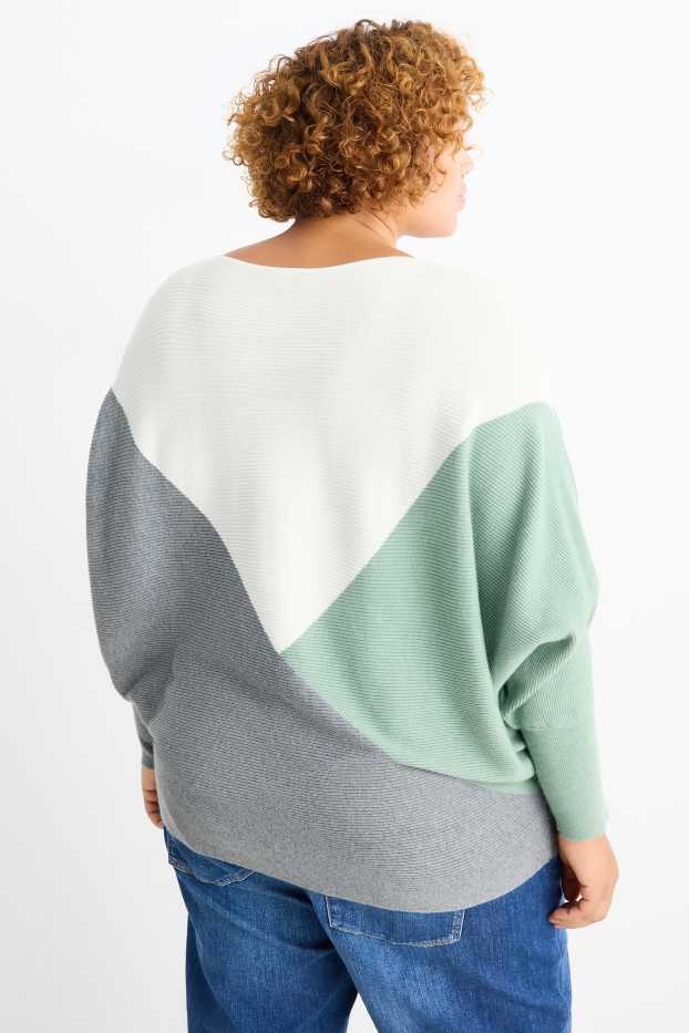 Mujer - Jersey - de canalé - blanco / gris