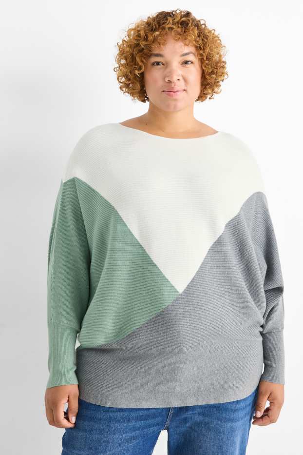 Mujer - Jersey - de canalé - blanco / gris