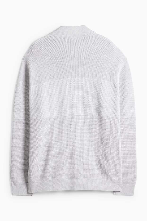 Hommes - Gilet de maille - côtelé - texturé - gris clair