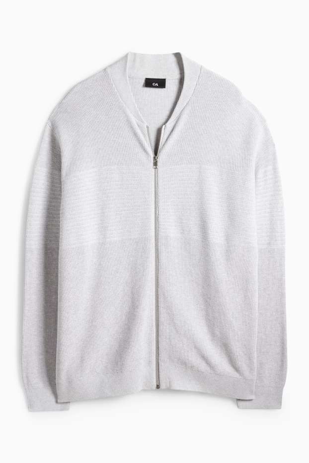 Hommes - Gilet de maille - côtelé - texturé - gris clair