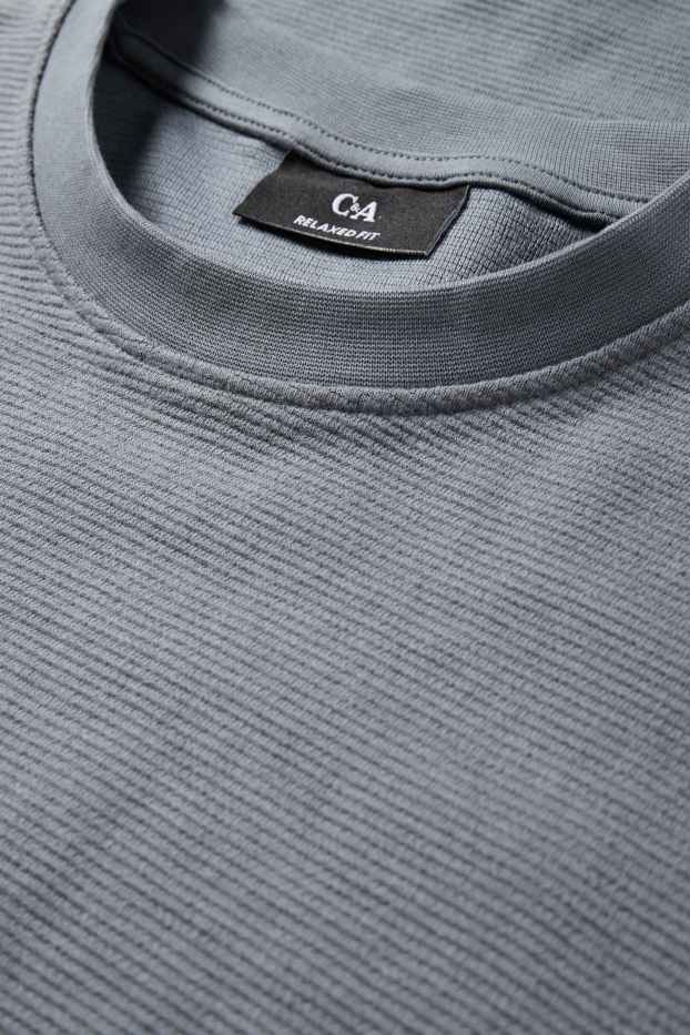 Bărbați - Tricou cu mânecă lungă - relaxed fit - reiat - gri închis