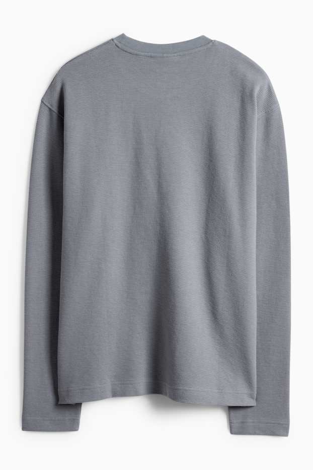 Bărbați - Tricou cu mânecă lungă - relaxed fit - reiat - gri închis