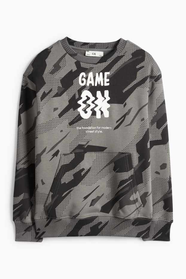 Děti - chlapci - Mikina - se vzorem - šedá/černá