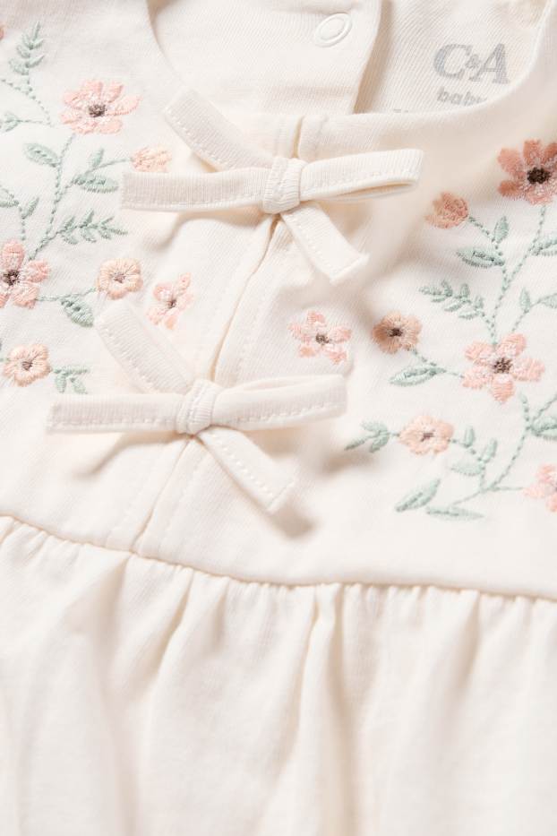 Baby Mädchen - Blümchen - Baby-Langarmshirt - cremeweiß