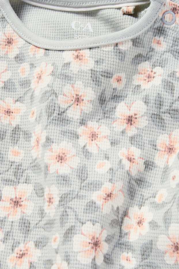 Baby Mädchen - Blümchen - Baby-Sweatshirt - strukturiert - mintgrün